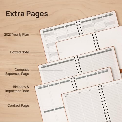 POPRUN 2027 Planner, 6.5''x8.5'' Recycled Paper Weekly and Monthly Calendar