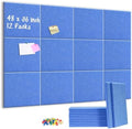 DOLLAR BOSS Felt Cork Board Tiles 48" x 36" Bulletin Board, 12 Pcs Blue
