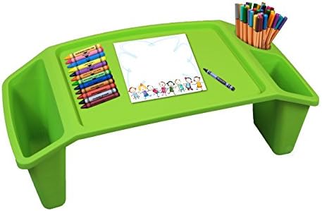 Basicwise Kids Lap Desk Tray, Portable Activity Table, Green