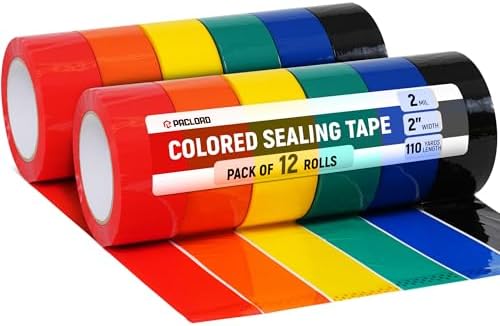 2" x 110 Yards Multi-Color Packing Tape, 12 Rolls Pack (2 x 6 Colors)