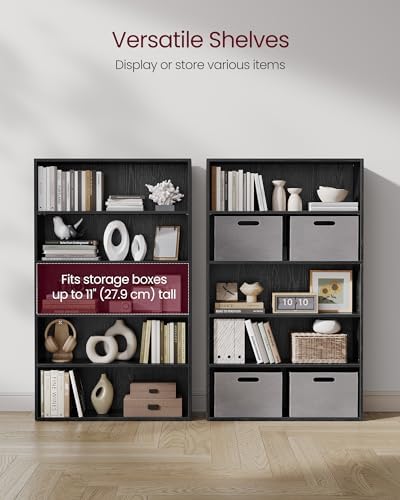 VASAGLE Set of 2 5-Tier Bookshelves, 30 Inches Wide, Adjustable Shelves