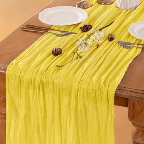 Yellow Cheesecloth Table Runner Fall Boho Wedding Birthday Home Decor