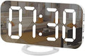 SZELAM Digital Clock Large Display, LED Electric Alarm Clocks Mirror Surface for Makeup with Diming Mode, 3 Levels Brightness, Dual USB Ports Modern Decoration for Home Bedroom Decor-White (001)