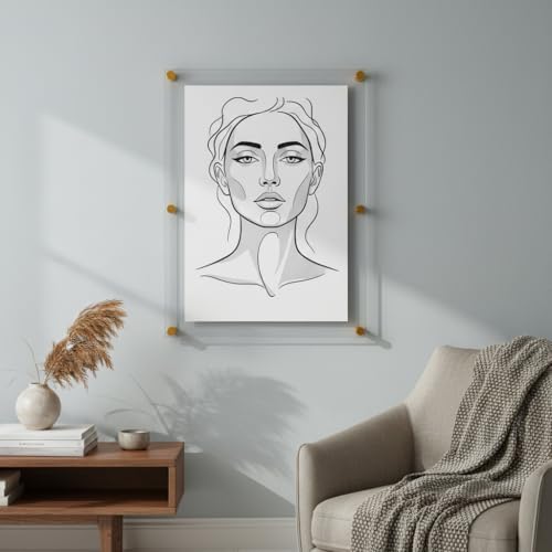 Azar Displays 105540-GLD Acrylic Floating Double Panel Wall Frame,30" x 40" Graphic Size, Overall Frame Size: 34" x 44", Gold