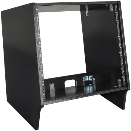 Sound Town DIY 10U Slanted Desktop Turret Studio Rack for Home Studio and Recording Room, Baltic Birch Plywood, Black Espresso (SDRK-10SLD)
