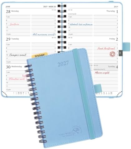POPRUN 2027 Pocket Planner (Small-4'' x 6.25'') Weekly and Monthly Calendar