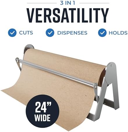 Bryco Goods 24 Inch Butcher & Kraft Paper Roll Dispenser and Cutter