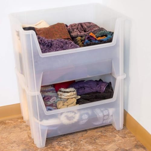 Akro-Mils Stak-N-Store Stackable Storage Bins, 15"x20"x12-1/2, Clear, 3-Pk