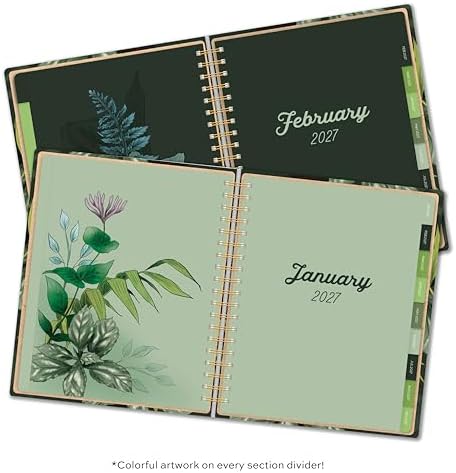 High Note 2027 Planner, 17-Month Weekly & Monthly Hardcover Planner: August 2026 to December 2027, 9" x 10", Greenery with Notes, Lists & Reference Pages + Sticker Sheet