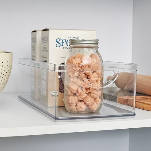 iDesign Stackable Clear Plastic Extra Long Storage Bin, 2-Pack