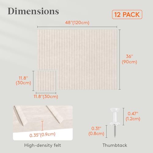 Lifewit Large Felt Bulletin Board with Self-Adhesive 48" x 36" - 12 Pack