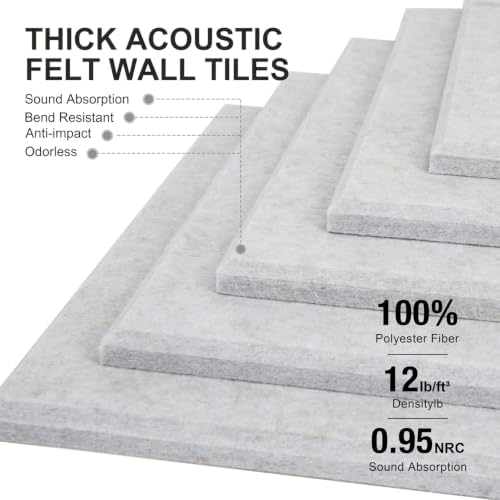 Felt Wall Tiles Bulletin Board Large Cork Board Alternative 12 Pack 11.81”x11.81”x0.47” Felt Pin Board Tack Board with Safe Removable Adhesive Tabs for Home Office School 48x36(Light Camel)