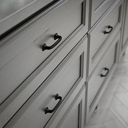 Franklin Brass (5-Pack) – Matte Black Cabinet Handles, 3 Inch Hole Center, Pulls for Drawers, Kitchen Cabinet Door, Dressers | Lombard