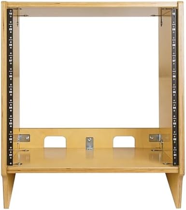 Sound Town DIY 10U Angled Desktop Turret Studio Rack with Solid Baltic Birch Plywood, Golden Oak, Assembly Required (SDRK-10SL)
