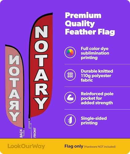LookOurWay Printing & Shipping Services Notary Feather Flag, 12 Ft