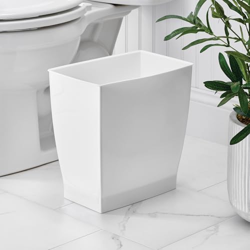 iDesign Small Plastic Bathroom Trash Can, 4-Pack, White