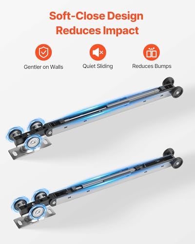 VEVOR Sliding Pocket Door Hardware Track Kit, 44.69" Pocket Door Track Kit with Soft Close Mechanism for Smooth and Quiet Sliding, Easy to Install, for 1" to 1 3/4" Thickness 24" Width Single Door