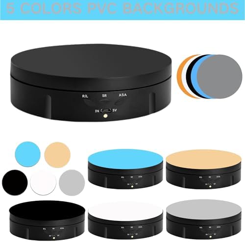 JAYEGT Motorized Rotating Display Stand, 5.74inch /22lbs Load, 360 Degree Electronic Turntable Display Stand for Photography Products Shows , Jewelry, with 5 Colors Backgrounds (Black/Remote Control)