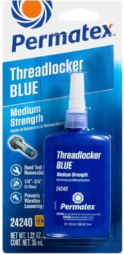 Permatex 24240 Medium Strength Threadlocker Blue, 36 ml, Automotive Threadlocker For Preventing Bolts From Loosening And Corrosion, Removable With Hand Tools