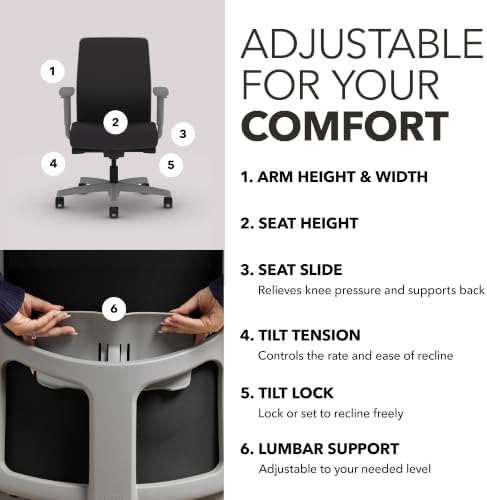 HON Ignition 2.0 Low Back Task Chair, Spectrum Mesh, Advanced Synchro-Tilt Control, Office Chair with Lumbar Support, Height and Width Adjustable Arms, Titanium Frame, Onyx