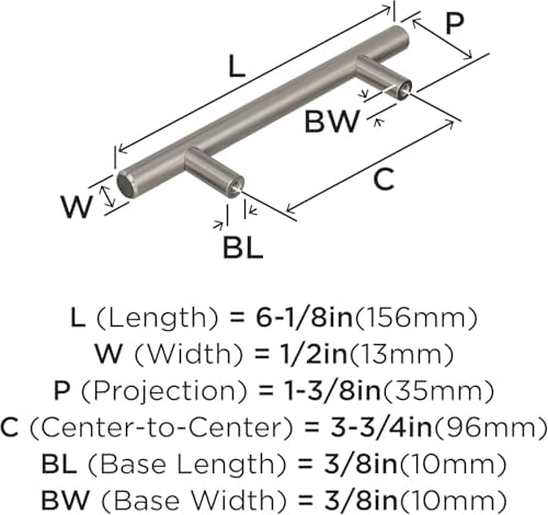 Amerock 10 Pack 3-3/4" Bar Pulls Sterling Nickel Drawer Pull