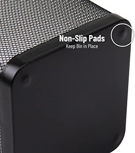 Mind Reader Mesh Trash Can, Waste Paper Basket, Square, Office, Metal Mesh, 9.75" L x 9.75" W x 12.25" H, Set of 4, Black