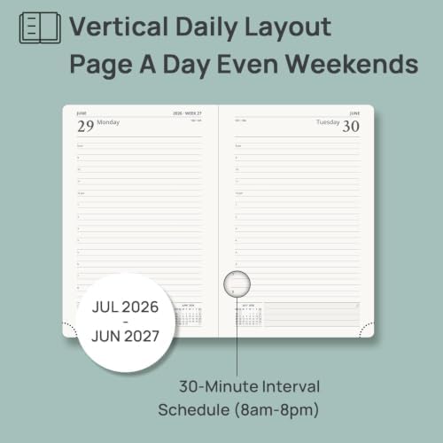 POPRUN 2026-2027 Daily Planner One Page Per Day, 5.75" x 8.5" Day Planner