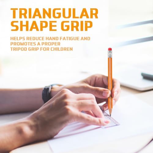 Seajan 96 Pcs 2B Jumbo Pencils, Big, Fat, Thick, Triangular Grip Pencil Refill with Eraser 7 Inch Large Pencil for Kids Beginners Preschoolers Kindergarten School Office Christmas Gift(Browny Yellow)