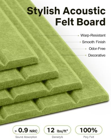 48" x 36" Large Cork Bulletin Board Tiles, Peel and Stick Felt Wall Panels for Vision, Message Center, Picture and Prayer Board for Office, Dorm, Room and Desk Decor(Moss Green)