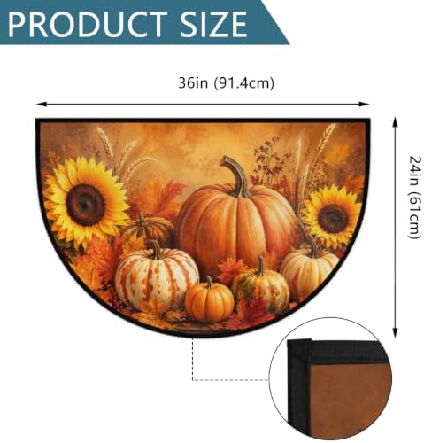 Autumn Pumpkin Half Round Door Mat Welcome Entrance Rug Outdoor Indoor