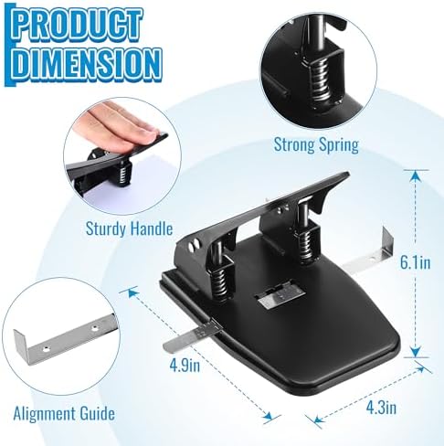 Dreyoo Two Hole Punch with 100pcs Paper Fasteners, 30 Sheet Capacity