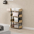 Furinno Turn-N-Tube 4-Tier Oak Storage Shelves with Side Panels, Book Shelf, Display Shelf, for Organization and Storage, Living Room, Home Office, Brown Oak