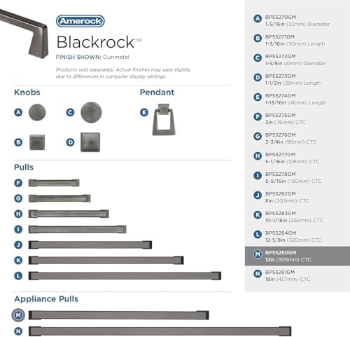 Amerock 12" Blackrock Gunmetal Appliance Pull