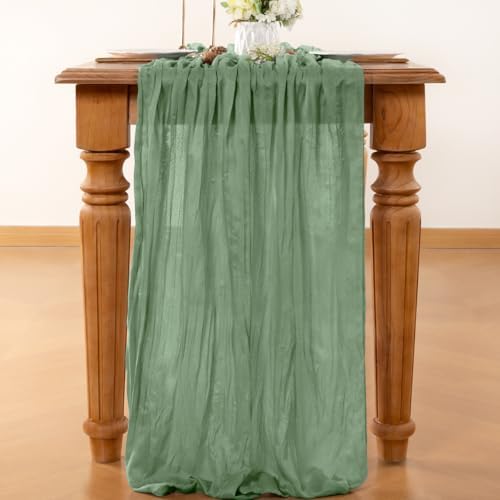 Sage Cheesecloth Table Runner Fall Boho Wedding Birthday Home Decor