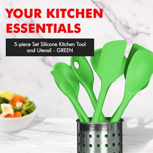 Chef Craft Premium Silicone Kitchen Tool and Utensil Set, 5 Piece, Green
