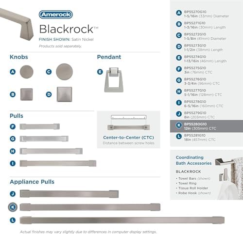 Amerock 12" Blackrock Satin Nickel Appliance Pull