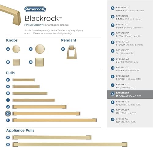 Amerock 10-1/16" Blackrock Champagne Bronze Drawer Pull