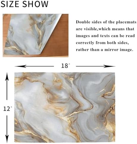 ALAZA White Gold Marble Pattern 1 PC Placemats Rectangle Table Mat for Dining Table Restaurant Kitchen Home Decor, 12" x 18"