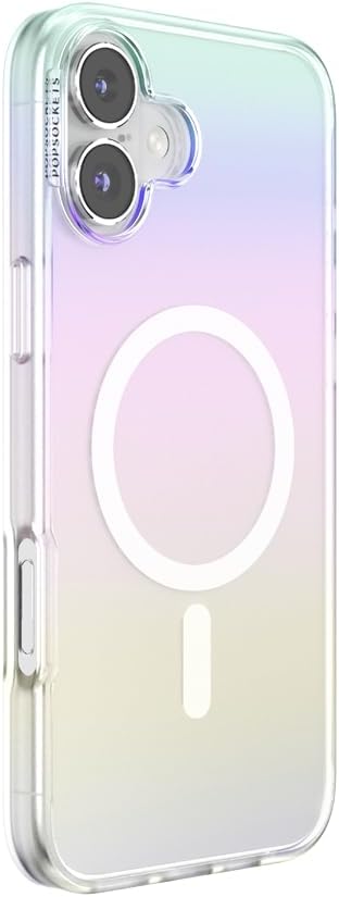 PopSockets iPhone 16 Plus Phone Case with MagSafe- Shimmer | Magnetic, Wireless Charging, Camera & Drop Protection, Rainbow, Colorful, iPad, Removable, Popper