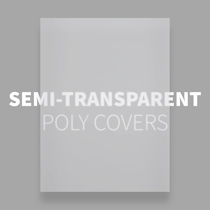 Binditek 15 Mil Binding Covers, 8.5x11 Inches, Semi-Transparent, 50 Pack | 15 Mil Binding Covers, 8.5x11 Inches Letter Size, Lightly Textured Sand Finish, Square Corners, Unpunched