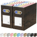 Oterri Portable Collapsible Cardboard File Box with Handle for Letter-Size | 2-Pack. Stainless Steel Handle. Label Stickers Included. Fits Letter Folders (Not Included). Home, Office, School, Dorm, Tax.