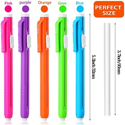 Teling 30 Pcs Retractable Mechanical Eraser Pen, School Pen-Style Erasers Pencil Click Bulk for School Office Painting Writing Drawing Drafting Sketching Adults Kids Supplies(Multicolor)