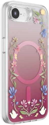PopSockets iPhone 16E Phone Case with MagSafe, Wireless Charging Compatible, Disney - Boho Wildflowers Maroon