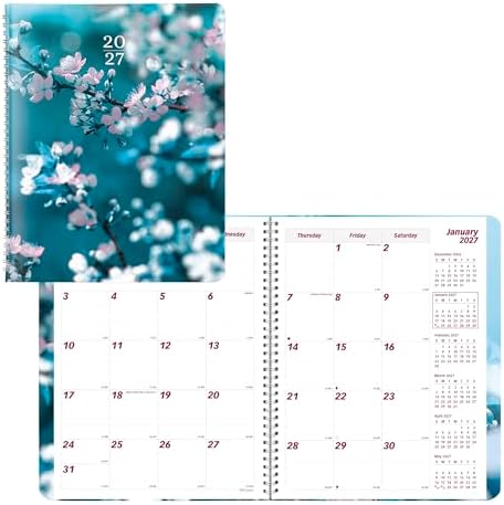 Brownline® 2027 Essential Monthly Planner, 14 Months, December 2026 to January 2028, Twin-Wire Binding, 11" x 8.5", Nature - Cherry Blossoms (CB1262G.03)