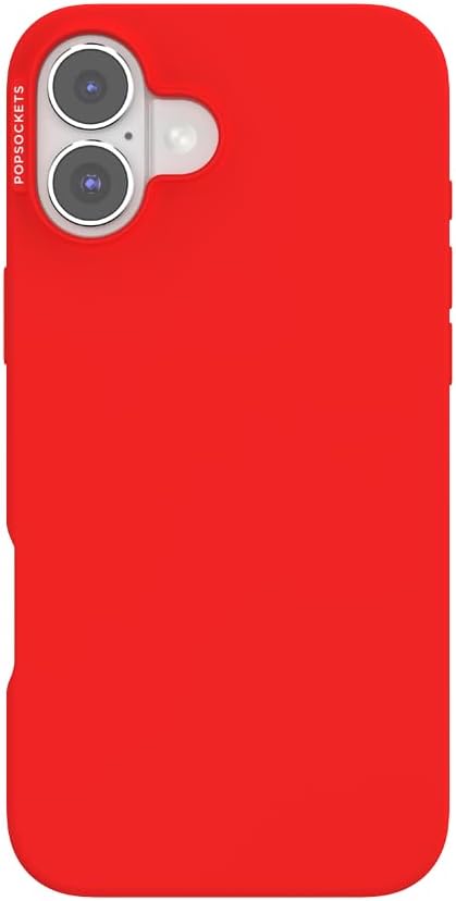PopSockets iPhone 16 Plus Phone Case with MagSafe, Wireless Charging Compatible, Red - Rosso