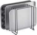 mDesign Pot Lid and Pan Rack — Metal Wire Rack for Cabinets, Pantries or Kitchen Surfaces — Freestanding Pan Stand with 5 Slots for Pans, Pots, Lids and Crockery — Black