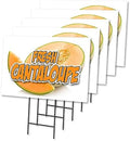 Fresh Cantaloupe 5 Pack of 18" x 24" Yard Sign & Stake Outdoor Plastic Window | Advertise Your Business | Stake Included Image On Front Only | Made in The USA