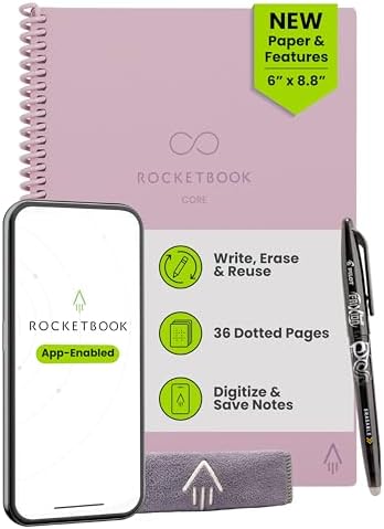 Rocketbook Core Reusable Smart Notebook, Letter Size 8.5x11, Pink