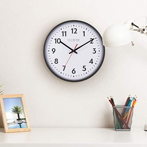 La Crosse Clock 404-2636-INT 13 Inch Info-Tech Commercial Silent Quartz Analog Wall Clock