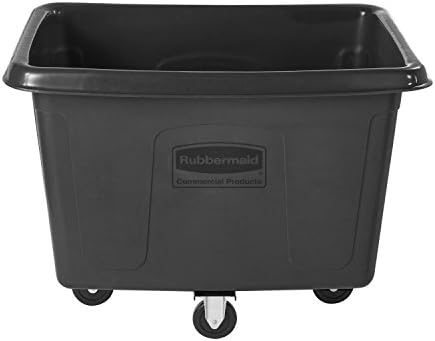 Rubbermaid Commercial Products Bulk Cube Truck with Wheels 14 Cu. Ft. Black Transport up to 500 lb. of Waste/Laundry/Linen/Supply/Packaging Material for Hospital/Hotel/School